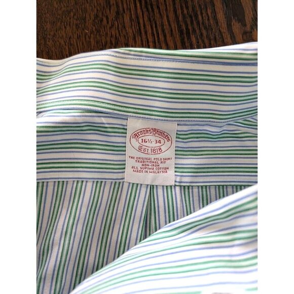 Brooks Brothers Shirt Men's Size 16 1/2 34 The Original Polo Shirt Non Iron EUC - Picture 6 of 7